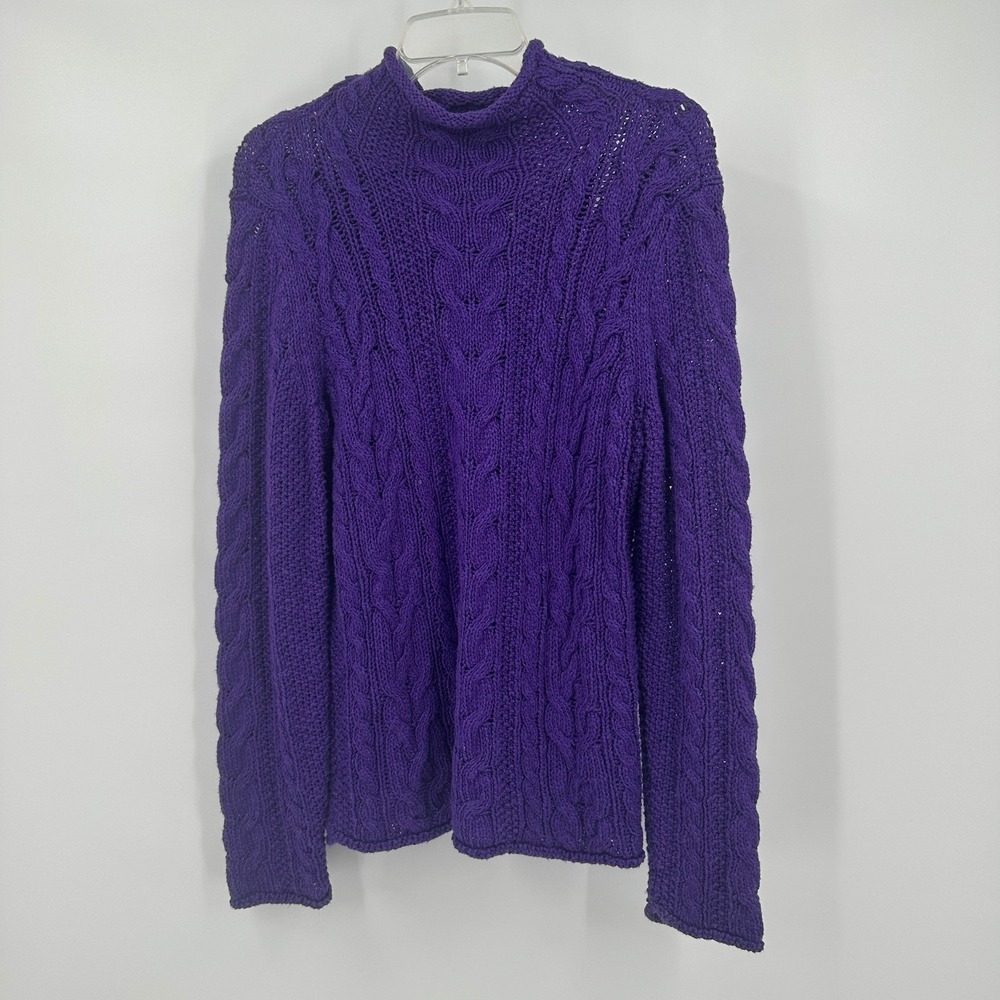 Lauren Ralph Lauren Womens Preppy Cable Knit Sweater Size L Old Money Equestrian
